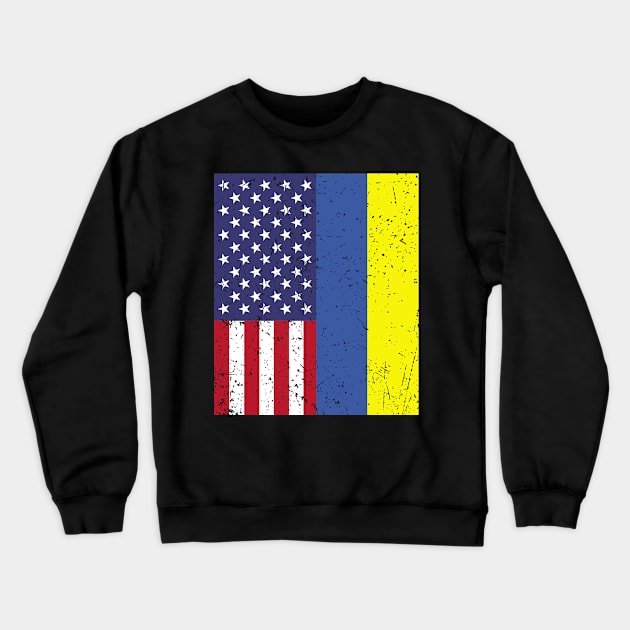 UKRAINIAN ROOTS TSHIRT | Half American Flag | UKRAINE Crewneck Sweatshirt by petemphasis